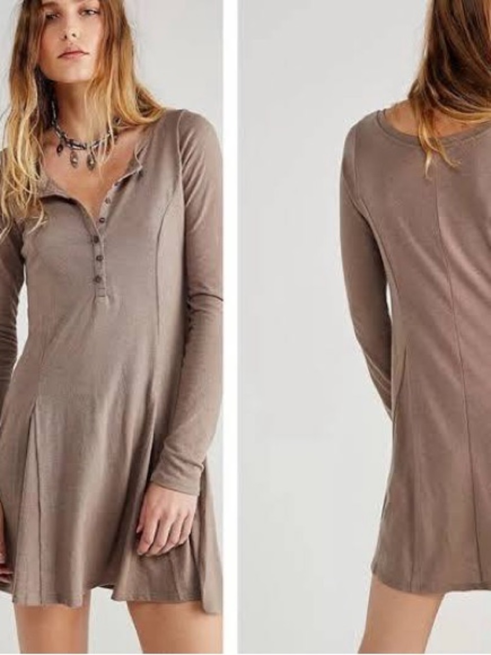 Free People Beach Miles of Mini Henley Long-Sleeve Mini Dress
Never worn